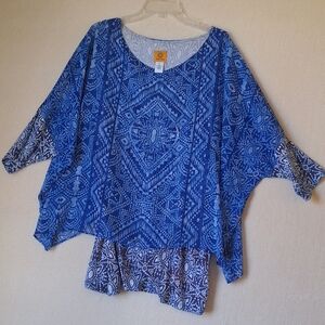 Ruby Rd Blue Dolman Sleeve Tunic